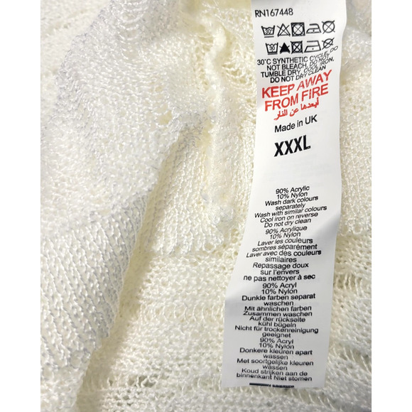 PrettyLittleThing Sweater Top Womens 3XL White Plus Sheer Knit Long Sleeve New - Picture 12 of 13